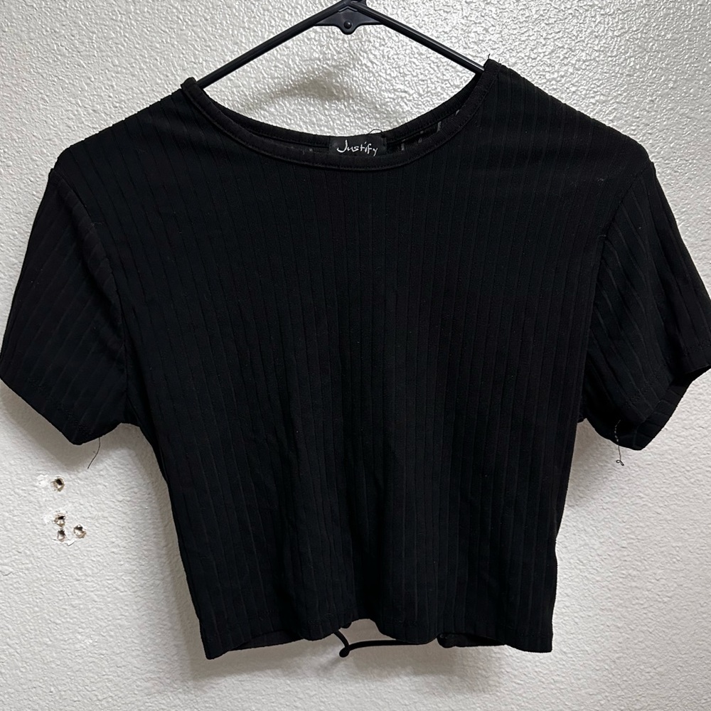 Justify Ribbed Open-Back Crop Top